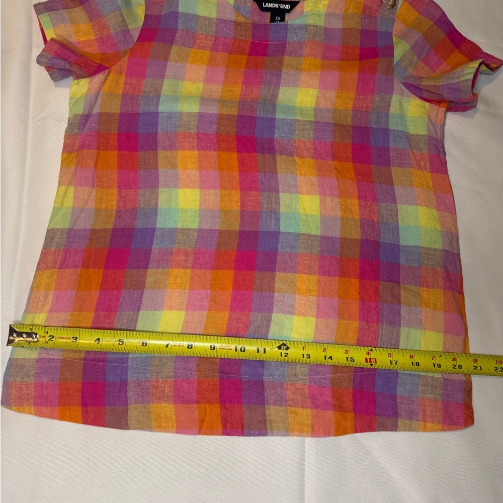 Lands' End Colorful Plaid Blouse Size XS - Picture 8 of 11